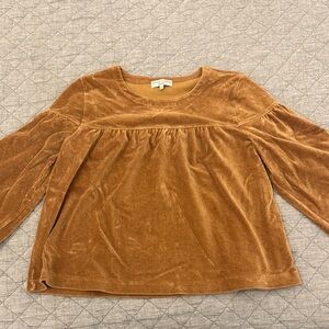 Madewell Tan Velvet Blouse